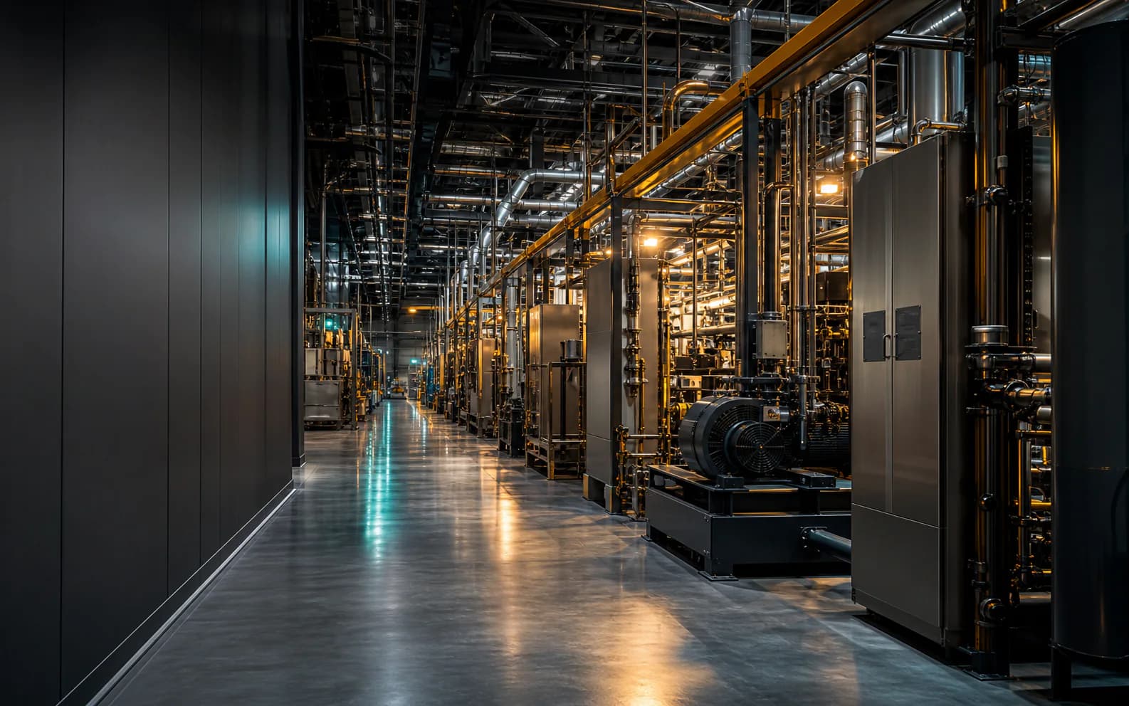 Industrial equipment, electrical cabinets and process pipework